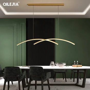 Prabanga liustra modernus restoranas liustra golden juoda juosta stalo lempa Šiaurės kūrybos minimalistinis led dizaineris liustra