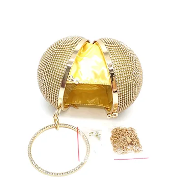 Prabanga moterų vakare šalies maišelį nuotakos vestuvių piniginės deimantų dizaineris kamuolys apvalus krepšys krepšys mados kristalų pečių maišą