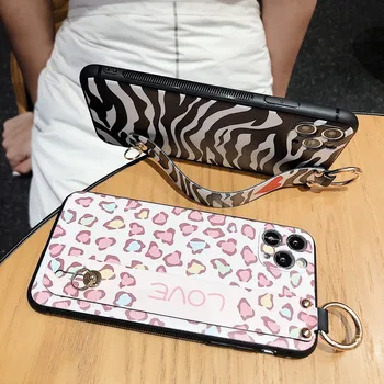 Prabanga nešiojamų virvelę zebra modelis minkštas telefono dėklas skirtas iPhone 12 11promax X XS XR xsmax 7 8plus SE2020 apsaugos atveju