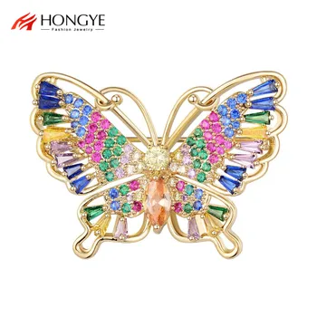 Prabanga pupelės Cirkonis Crystal Butterfly Sages Moterims Vestuvių kalnų krištolas Vabzdžių Sagė Pin Puokštė Hijab Šalikas Smeigtukai