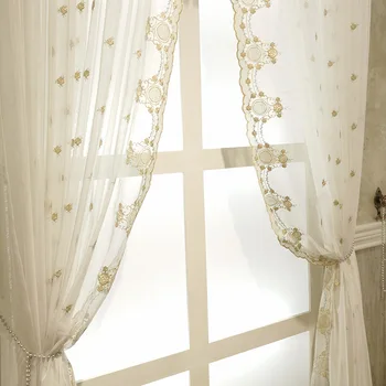 Prabanga Pusėje Siuvinėjimo Tiulio Užuolaidas Kambarį Elegantiškas Vien vienspalviai voile Virtuvės Balkono Romantiška Apklotai X-HM175#30