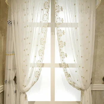 Prabanga Pusėje Siuvinėjimo Tiulio Užuolaidas Kambarį Elegantiškas Vien vienspalviai voile Virtuvės Balkono Romantiška Apklotai X-HM175#30