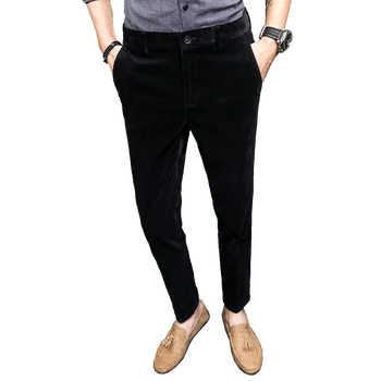 Prabanga Velvetas Vyrų Kostiumas Kelnės Atsitiktinis Slim Fit Verslo Suknelė Kelnės Rudens Žiemos Oficialaus Biuro Socialinių Kelnės Pantalon Homme