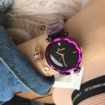 Prabangių Mados Moteriški Laikrodžiai Ultra Violet Moterų Elegantiškas Atsitiktinis Kalnų Krištolas Plieno Apyrankė Suknelė Relogio Moterų Vandeniui Laikrodis
