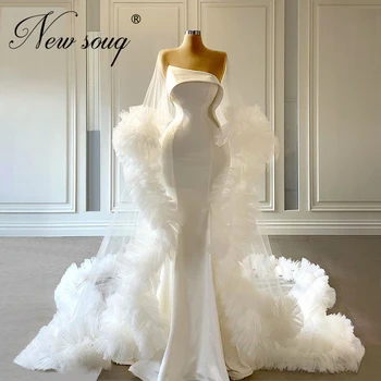 Prabangus Baltas Undinė Vakaro Suknelės Vestuvėms 2020 Arabų Pakopų Vakarą Promenadzie Suknelė Iliuzija Šalis, Chalatai Skraiste Saudo Arabijoje