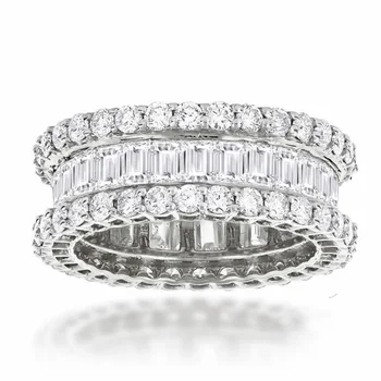 Prabangus Dalyje Mados 925 Sterlingas Sidabras Brangakmenio Žiedas Piršto Spindintis Aikštėje Visiškai Imituoti Deimantų Žiedais, Moteris dovaną