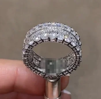 Prabangus Dalyje Mados 925 Sterlingas Sidabras Brangakmenio Žiedas Piršto Spindintis Aikštėje Visiškai Imituoti Deimantų Žiedais, Moteris dovaną