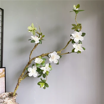 Prabangus Ilgas didelės baltos Azalea filialas, lengva formuoti Dirbtinės gėlės su padirbtų palieka šilko+putų flores namų vestuvių dekoras