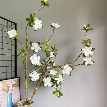 Prabangus Ilgas didelės baltos Azalea filialas, lengva formuoti Dirbtinės gėlės su padirbtų palieka šilko+putų flores namų vestuvių dekoras