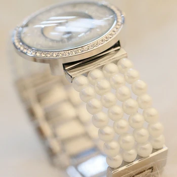 Prabangūs Deimantų Žiūrėti Moterų Laikrodžiai Prabangos Prekės 18K Aukso Laikrodžių Mados Lady Kristalų Žiūrėti Moterų Pearl Kvarciniai Laikrodžiai 2019