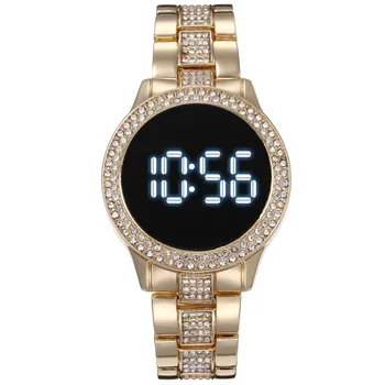 Prabangūs Moteriški kalnų krištolas LED Skaitmeninio Laikrodžio Paprasta Hardex Apvalus Ciferblatas Lydinio Dirželis Moterų Mados Laikrodžiai Laikrodis LE01