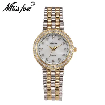 Praleisti Fox Garsaus Prekės ženklo Diamond Vandens Kvarco Moterų Laikrodžiai Mados 18k Aukso Ponios Apyrankę Žiūrėti Relogio Feminino Reloj Mujer