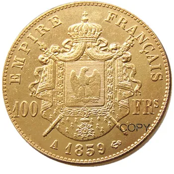 Prancūzija 1855 - 1859 M - A - B 100 Frankų Auksą, Sidabrą, Kopijuoti Papuošti Monetos
