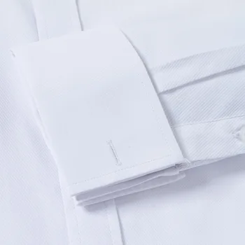 Prancūzija rankogalių segtukai vyrų suknelė marškinėliai reguliarūs tinkami ilgomis rankovėmis ruoželiniu verslo Mens oficialaus marškinėliai klasikinis apykaklė office Interviu