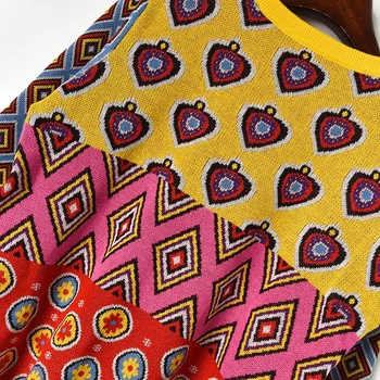 Prekės Dizaineris Moterų Megztinis 2021 M. Derliaus Kontrastas Geometrinis Širdies Vieno Krūtinėmis Apvalios Kaklo Atidaryti Mezgimo Megztinis C-495