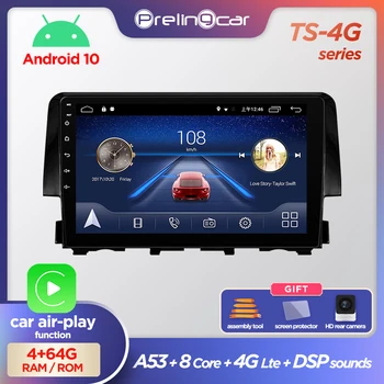 Prelingcar Android 10.0 NE DVD 2-Din Automobilio Radijo Multimedia Vaizdo Grotuvas, Navigacija, GPS Honda Civic m. 2016 m. 2017 m. 2018 m. 2019 m.