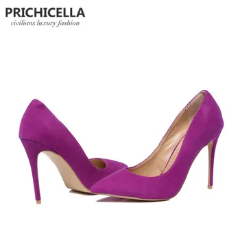 PRICHICELLA Violetinė suede siurbliai, natūralios odos 10cm super aukšti kulniukai pažymėjo tne suknelė batų size34-42