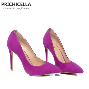 PRICHICELLA Violetinė suede siurbliai, natūralios odos 10cm super aukšti kulniukai pažymėjo tne suknelė batų size34-42