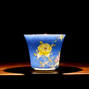 PRIJUOSTĖLĖ 50ML Porceliano Emalio Gėlių Arbatos Puodelio Keramikos Rinkinys, Puodeliai Su Dovanų Dėžutė Kinijos Kung Fu Arbatos Dubenėlį