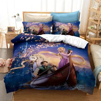 Princesė Rapunzel patalynės komplektas mergaitėms lova twin dydžio antklodė padengti vieno coverlet karalienės miegamasis dekoro vaikams, kūdikių 3d spausdinimo karalius