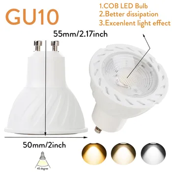 Pritemdomi LED GU10 Lemputė, LED Prožektoriai, Lempos GU10 3000K 4000K 6500K 110V, 220V LED Apšvietimo Lempa Lampada LED Lemputės Akiratyje