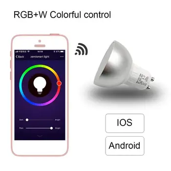 Pritemdomi RGB Smart Lemputė WiFi GU10 RGBW 5W Led Pritemdomi Suderinama Su Alexa & Home 