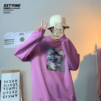 Privathinker Grafinis Atspausdintas Šilti Megztiniai 2020 M. Žiemos Moters Veido Hoodies Korėjos Streetwear Vyrų Hip-Hop Harajuku Drabužiai