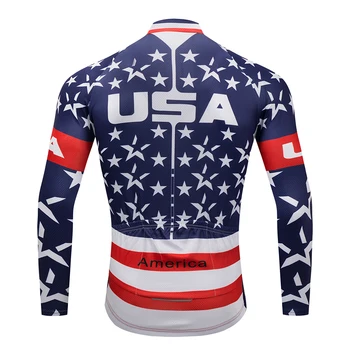 Pro Komandos Dviračiu JAV Vėliava Star ilgomis Rankovėmis Uniformas Nustatyti Ropa Ciclismo Jersey MTB Dviratį Marškinėliai Trinkelėmis Kelnes Nustatyti Dviračiu Dėvėti Drabužiai