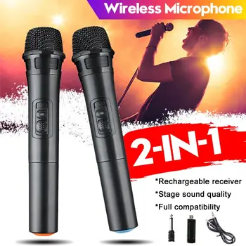 Profesionalių UHF Mikrofono Bevielio Mikrofono Sistema su Imtuvu Dual Channel Nešiojamą Garsiakalbį Karaoke Posėdyje Šalies Mic