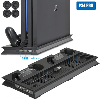 PS4 PRO Šilumos Kriaukle Bazės Vertikalus Aušintuvas Stovi Dual Controller Charging Dock For PlayStation4 Pro Konsolės Aušinimo Ventiliatorius Priedai