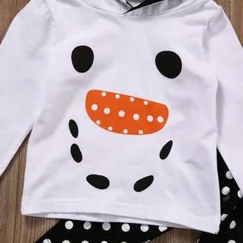 Pudcoco Kalėdų Bamblys Vaikas Baby Girl Sniego Viršūnes Hoodie + Dot Kelnes Apranga Nustatyti Drabužių