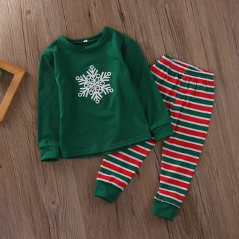 PUDCOCO Naujausias Karšto 2018 Naujas Kalėdos Sniegas Kalėdų Šeimos Atitikimo Pižama Nustatyti Sleepwear naktiniai drabužiai Atsitiktinis Marškinėliai Kelnės