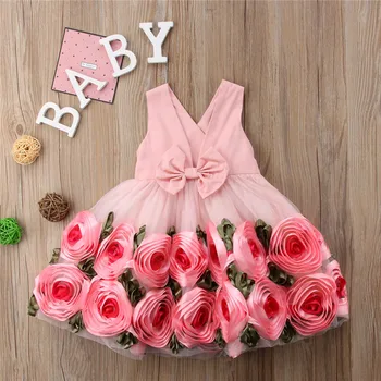 Pudcoco Princesė Bamblys Vaikams Baby Girl Vestuvių Suknelė Gėlių V-kaklo Tutu Kamuolys Suknelė Gėlių Oficialus Konkurso Šalis Suknelės, Drabužiai