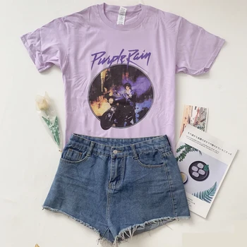 PUDO vintage stiliaus super mielas violetinė T-Shirt Moterims, Grunge Retro Stiliaus Trišakis 90-ųjų Mados Viršūnes Violetinė Balta