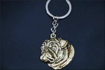 Pug Keychain papuošalai Populiarus šuo Key Chain Raktų Žiedas Reljefinis aukso spalvos
