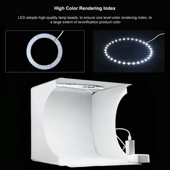 PULUZ 23cm Foto šviesdėžės su 6Color Fone Pritemdomi LED Žiedo, Šviesos, Fotografijos Studija Šviesos Lauke Palapinę Desktop Mini Softbox