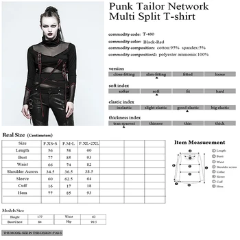 PUNK Rave Sexy black Rock Visual kei Mergina mados atsitiktinis marškinėliai top ilgomis rankovėmis T480