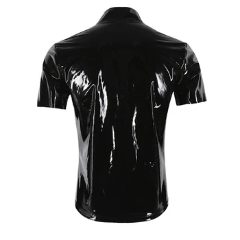 PVC oda Blizga Metalo Marškinėliai Vyrams Mados Šalies Klubas Drabužių Mens juoda Tees Stora Gėjų Seksualus Korsetas, Suspaudimo T-shirt