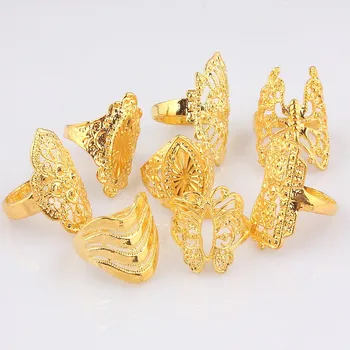 QianBei Didmeninė 20pcs Sumaišykite Vestuvių Aukso Spalvos Žiedų, Sužadėtuvių Žiedų Mados Žiedas Papuošalai Moterims, Didelis Žiedas