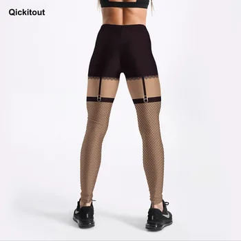 Qickitout 3D Skaitmeninio Style Antblauzdžiai Moterims, Juoda Nuimamas Akių Kelnes Spausdinti Antblauzdžiai Slim Treniruotės Sporto Atsitiktinis Kelnės