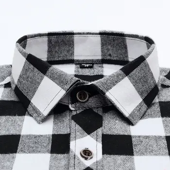 QISHA Naujas Pledas vyriški Marškiniai, Minkštas Šepečiu Audinio Vyrų Socialinės Marškinėliai Atsitiktinis Verslo Slim Fit Patogiai Prekės Flanelė patikrinkite Shirt