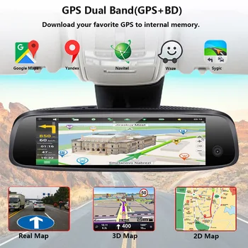 QUIDUX 3 CŠT objektyvas automobilių dvr kamera RAM, 2GB ROM 32GB Android galinio vaizdo Veidrodis ADAS GPS Navigacijos DashCam 1080P WIFI vaizdo įrašymas