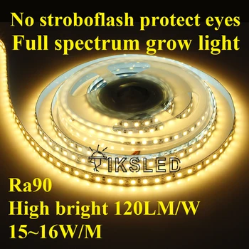 Ra90 5m 600 LED 2835 viso spektro LED Juosta 5m,24V 12V Lanksti Šviesos 120 LED/m Aukšto ryškumo LED Juostelė Balta/Šiltai Balta