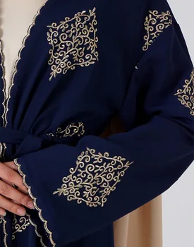 Ramadanas aukso linija, siuvinėjimo kimono musulmonų Abaja Hijab Musulmonų Suknelė moterų big swing Islamo Kaftan Skraiste Musulman Abayas F1408