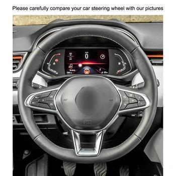 Ranka prisiūta Juoda PU Dirbtinės Vairas Padengti Renault Clio 5 (V) 2019-2020 Captur 2 