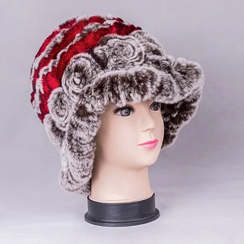 Rankų darbo rusijos Moterų Real Rex Triušio Kailiu Fedoras Skrybėlės Moterų Žiemą Šilti Kailiniai galvos Apdangalai, Kepurės LF4288