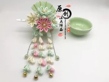 Rankų darbo Staigius Japonijos tradicinių Cosplay Aksesuaras Sakura Kutas Bell Plaukų įrašą Kimono Hanfu Moterų Lolita galvos apdangalas 5 Spalva