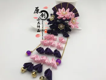 Rankų darbo Staigius Japonijos tradicinių Cosplay Aksesuaras Sakura Kutas Bell Plaukų įrašą Kimono Hanfu Moterų Lolita galvos apdangalas 5 Spalva
