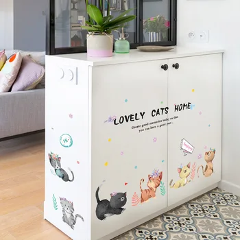 Rankų dažytos spalvinga katė, vaikų kambario, miegamojo kambarį sienų apdailai vandeniui lipdukai vaikams, tapetai, lipdukai