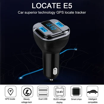 Raskite E5 Automobilinis Įkroviklis Automobilinis GPS Vieta Tracker Locator Dvigubas USB Automobilinis Įkrovimo Srovė Ekranas DC 12V/24V Mobiliųjų Telefonų Krovikliai